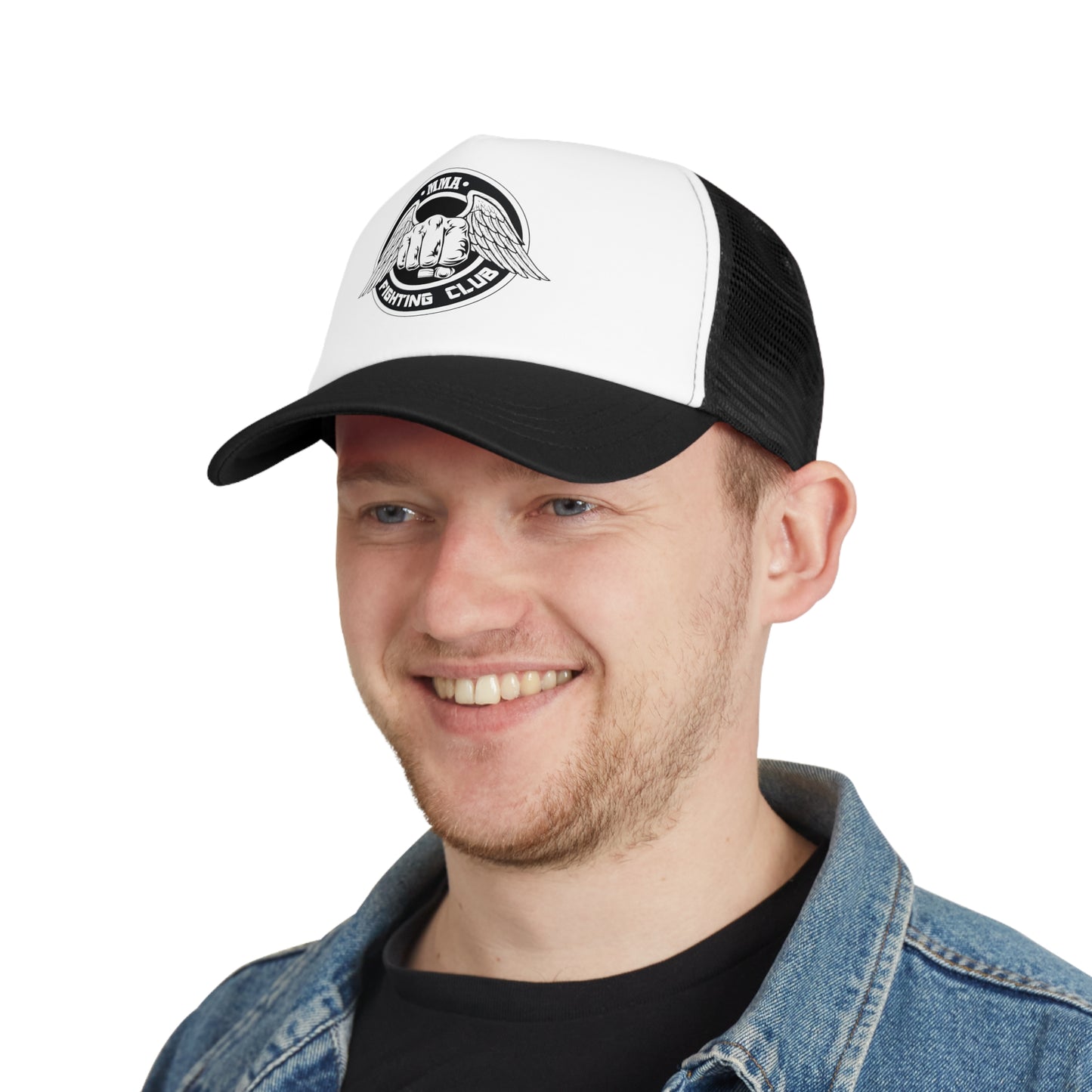 MMA Fighting Club/ Trucker Cap with mesh back/ Black and White